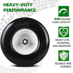 AR-PRO wheel installed on a ride-on mower demonstrating low-maintenance benefit