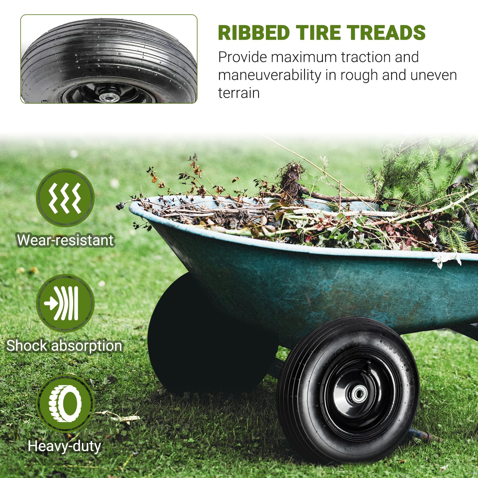 AR-PRO installed on wheelbarrow in garden enhancing maneuverability and load control