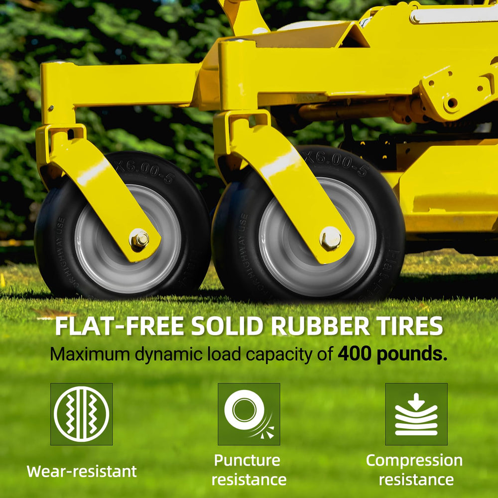 AR-PRO wheel installed on a zero-turn mower demonstrating sturdy, flat-free performance