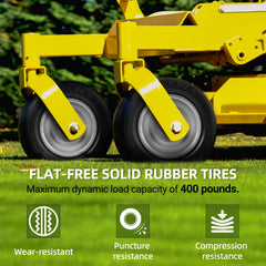 AR-PRO wheel installed on a zero-turn mower demonstrating sturdy, flat-free performance