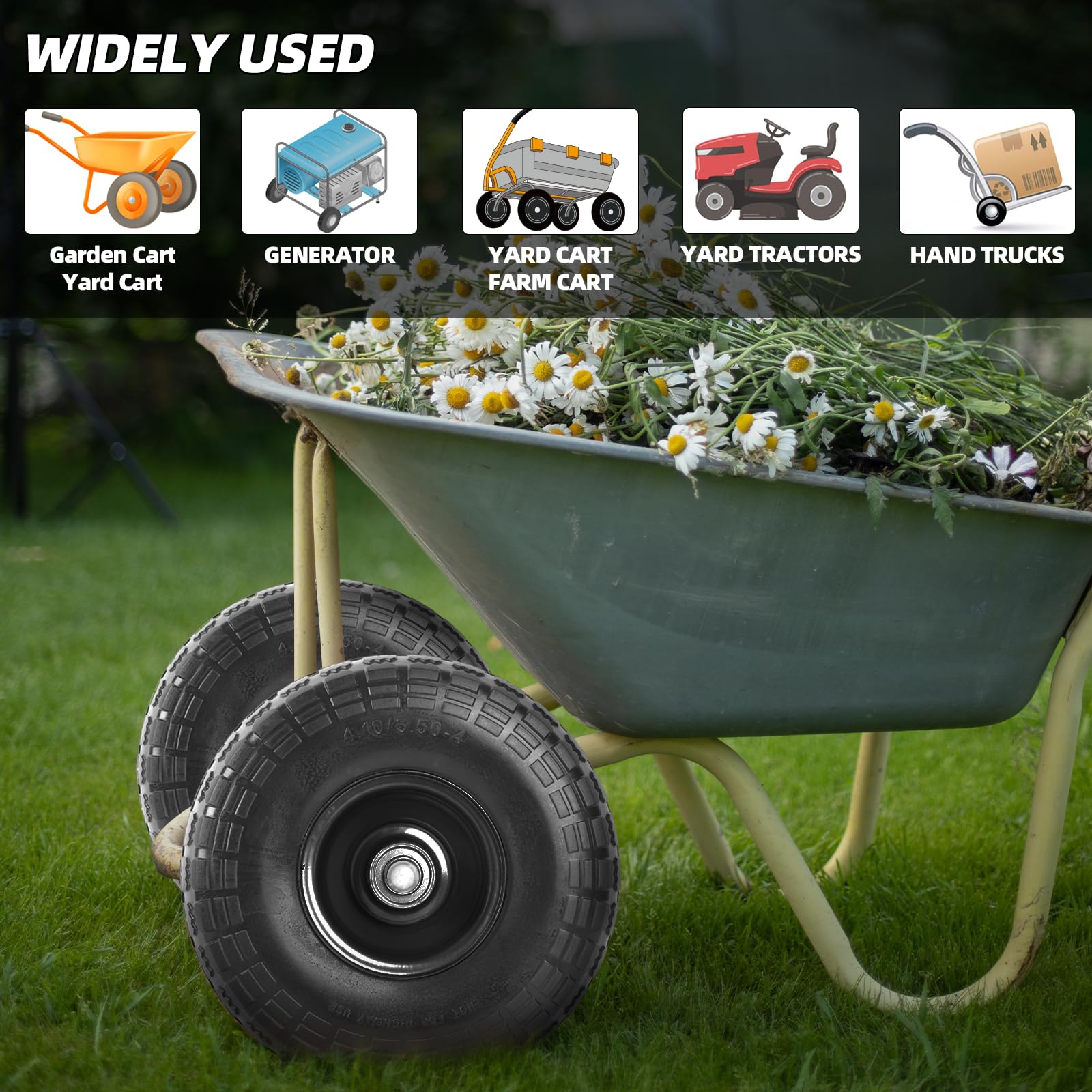 AR-PRO on a garden cart in use showing reliable transport of landscaping supplies