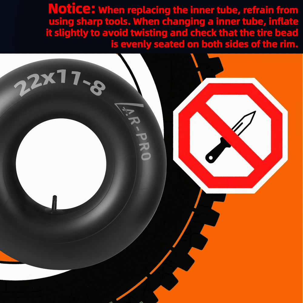 AR-PRO inner tube installed on garden tractor and trailer for reduced downtime