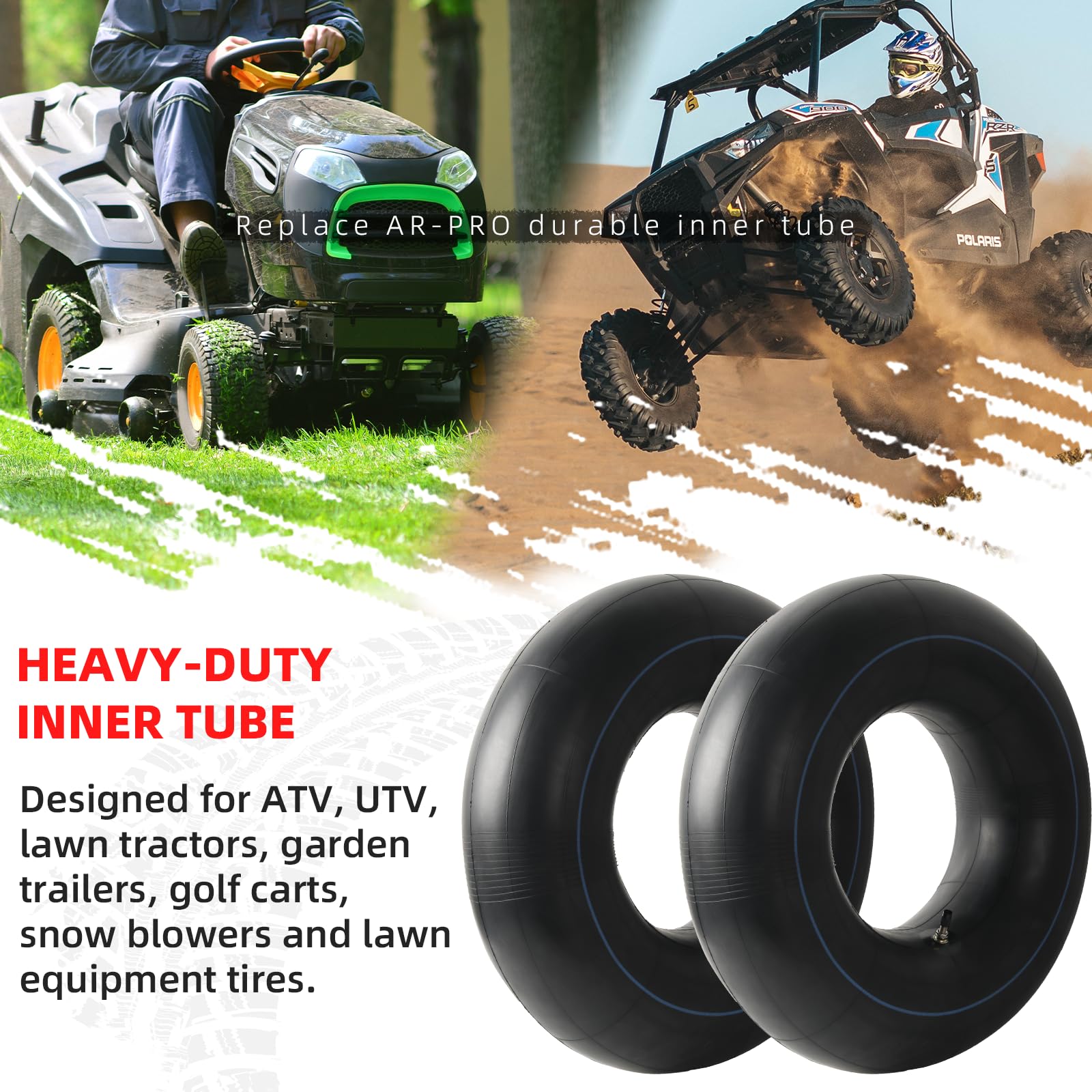 AR-PRO inner tubes being installed during lawn tractor maintenance for reliable use