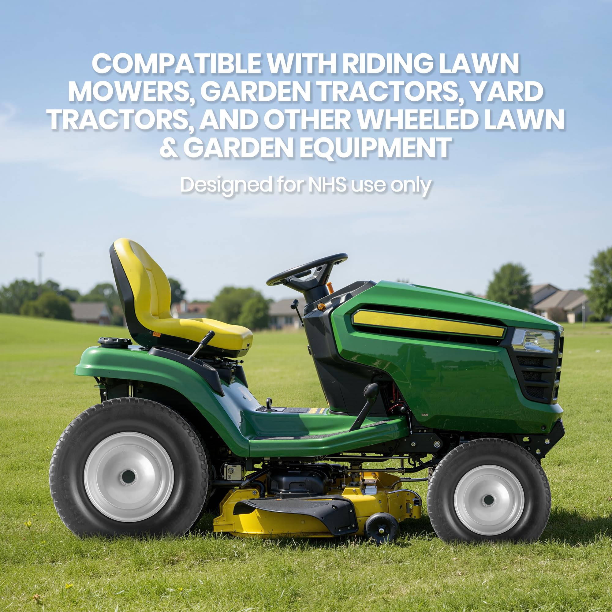 AR-PRO wheel on mower in yard illustrating turf-friendly performance