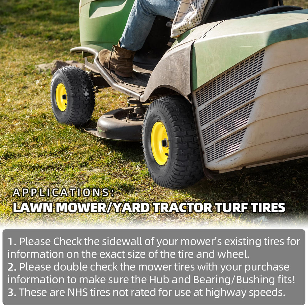 AR-PRO wheel on lawn tractor in yard showing improved handling and stability