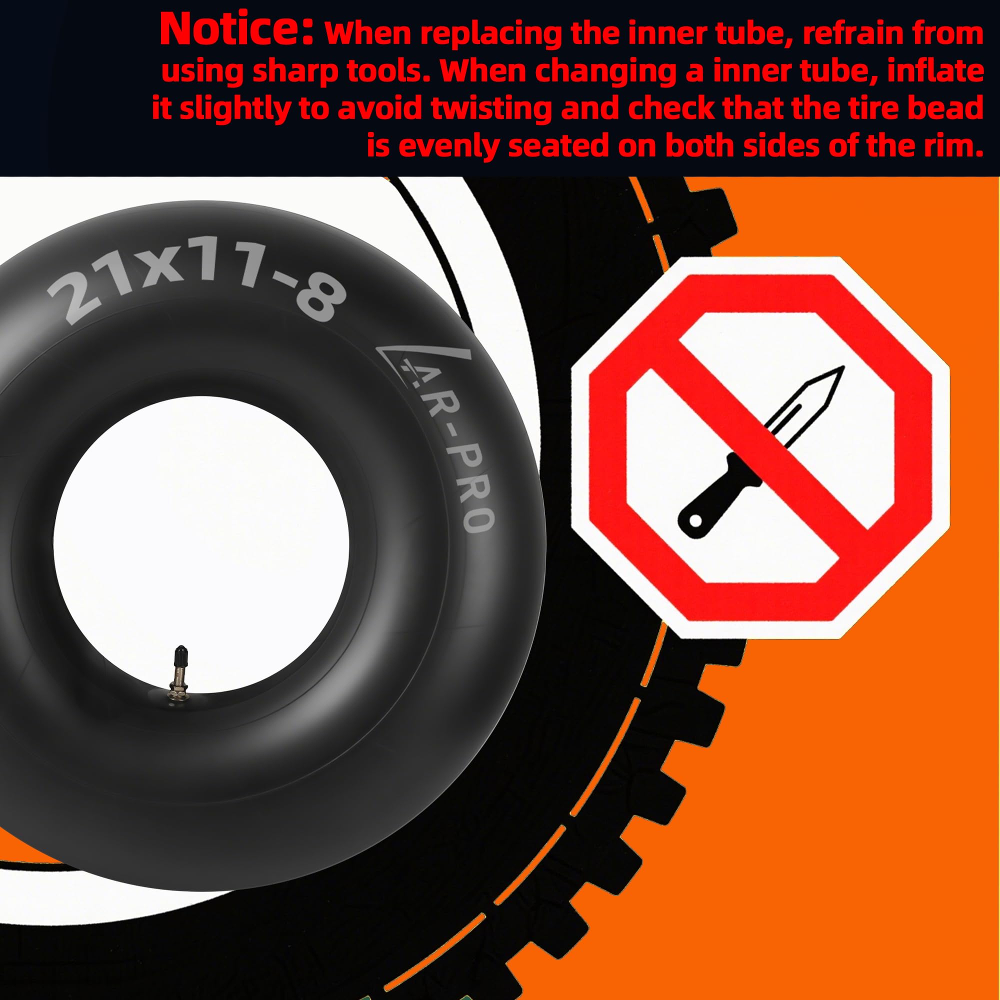 AR-PRO inner tube staged near lawn tractor showing quick replacement benefit