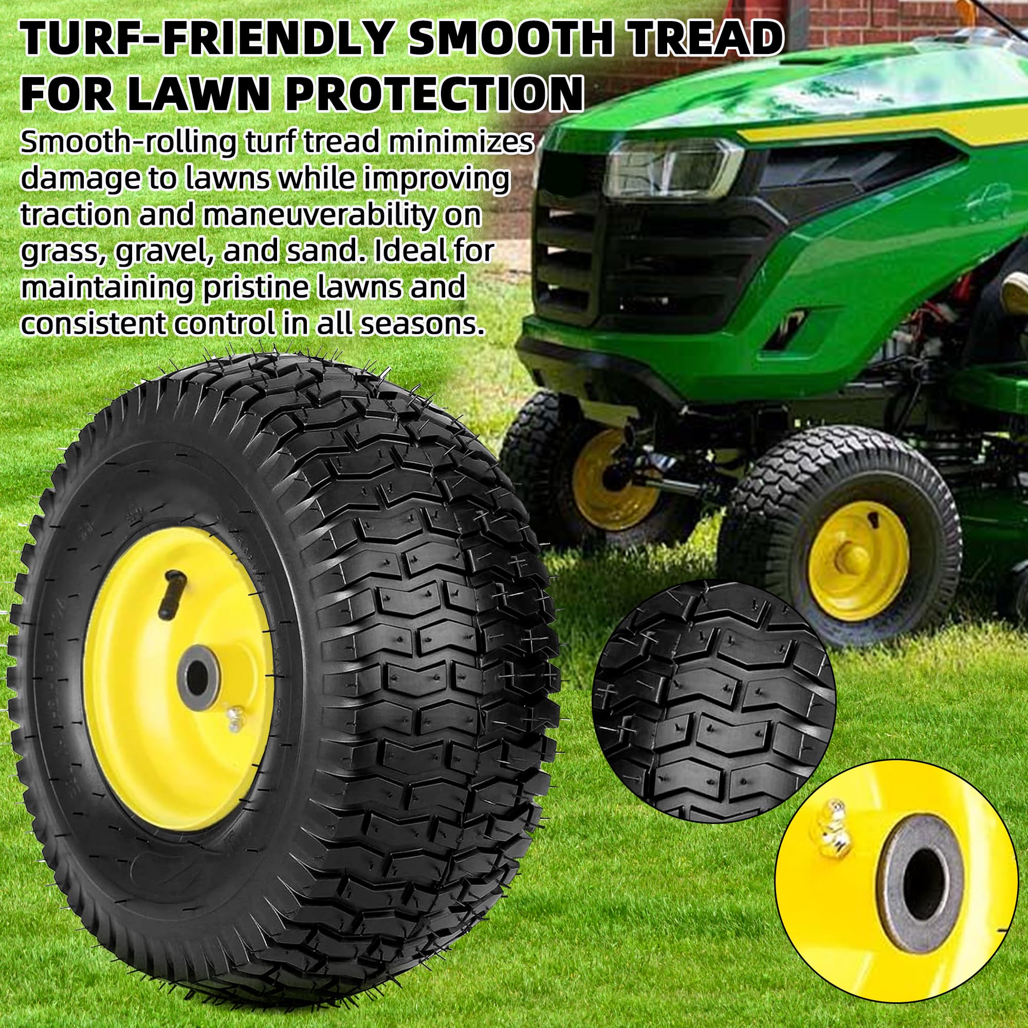 AR-PRO wheel pictured on lawn in yard setting offering protected grass traction