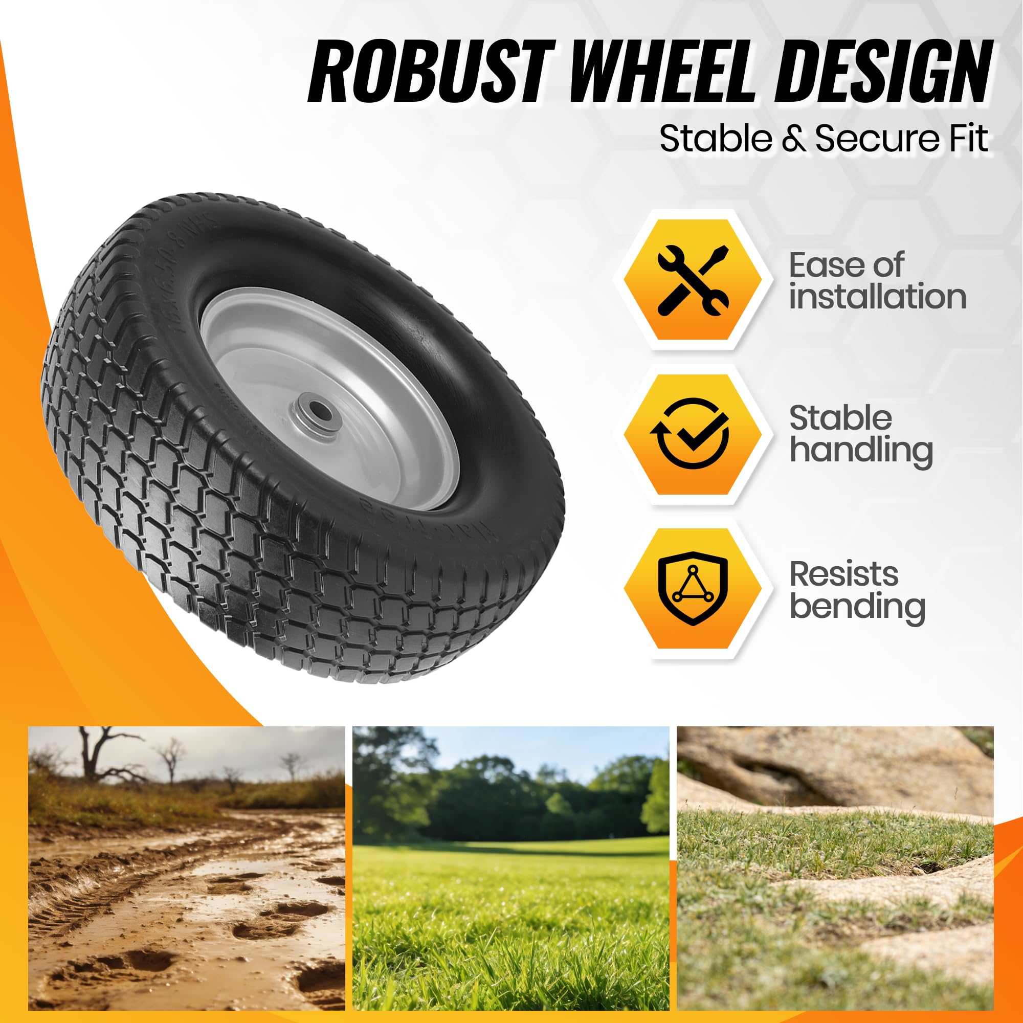 AR-PRO rim with 3/4-inch bushings for secure axle seating and stability