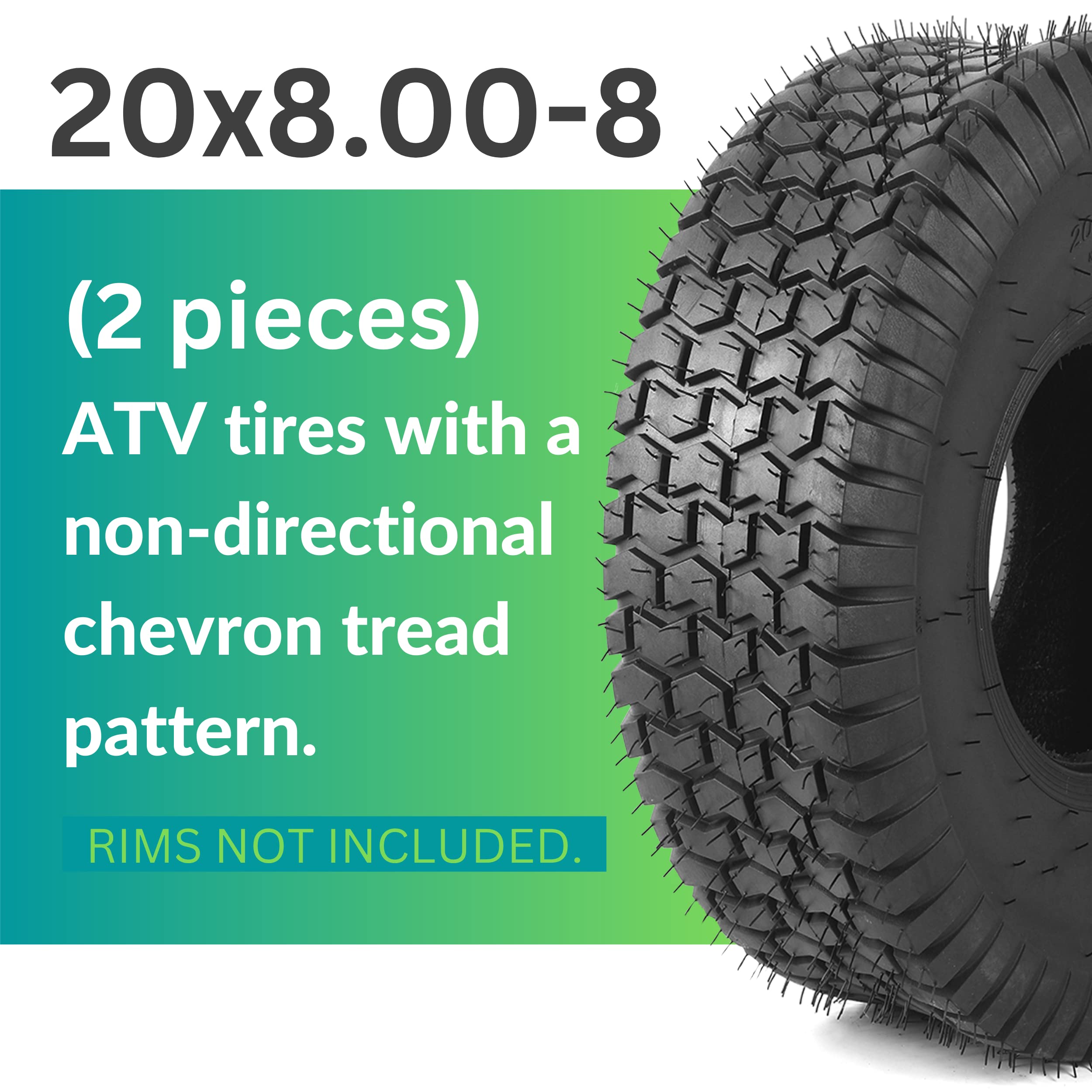 AR-PRO tire beside ruler showing 20x8.00-8 dimensions for correct fit confirmation