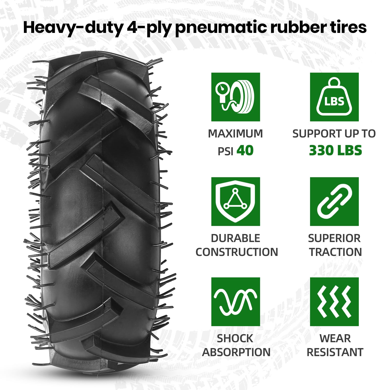 AR-PRO side profile of wheel mounted on a tiller demonstrating correct installation and clearance