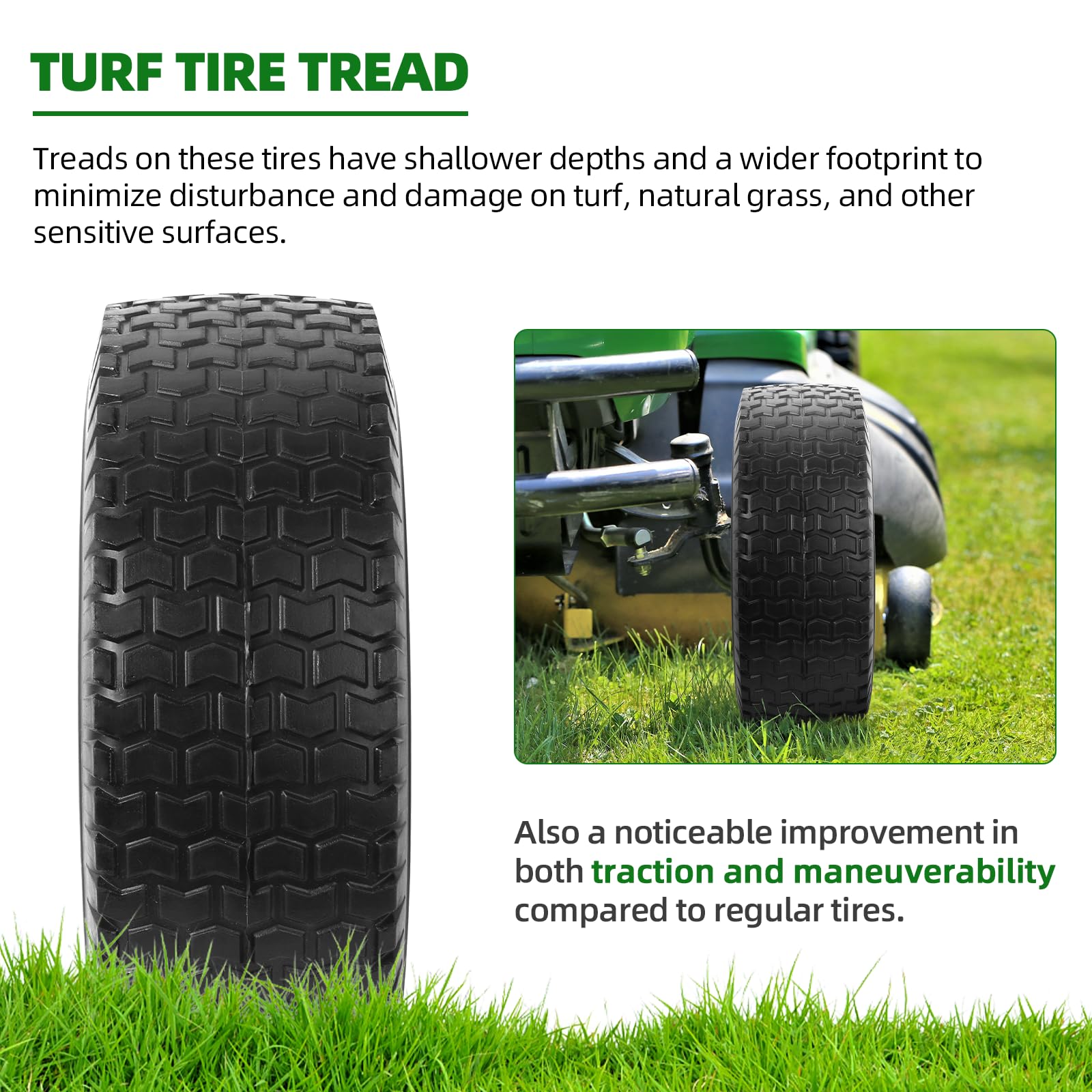 AR-PRO tread pattern close-up showing turf-friendly traction