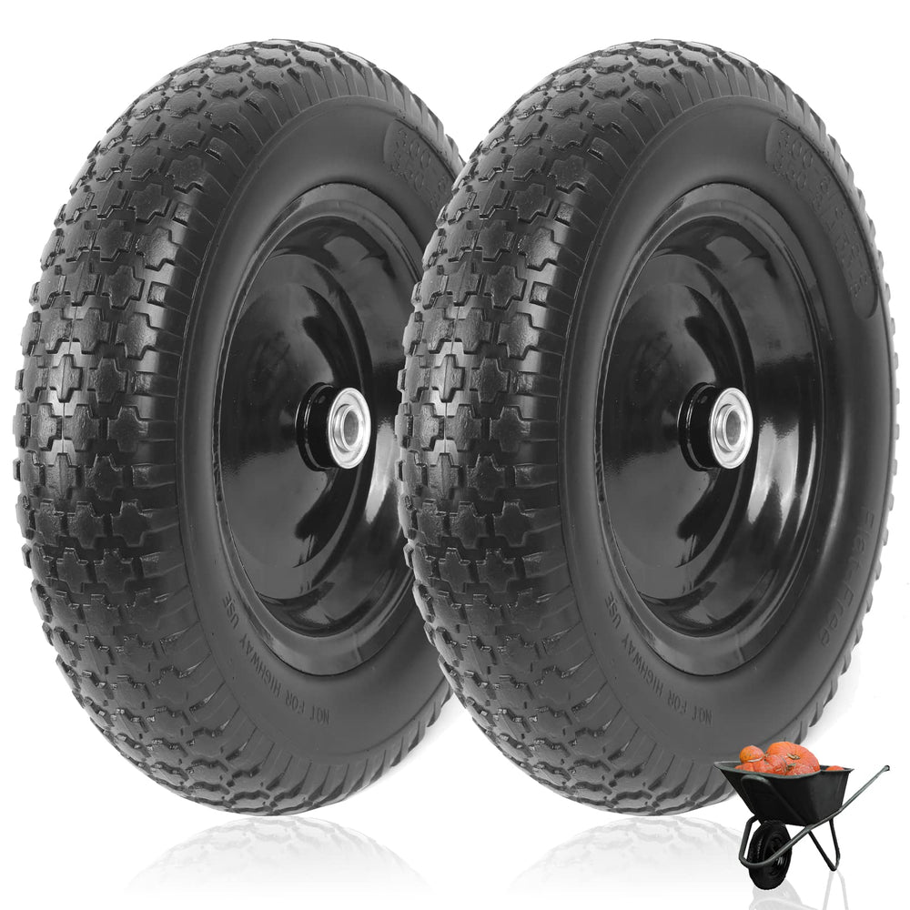 AR-PRO wheel installed on wheelbarrow showing maintenance-free hauling benefit