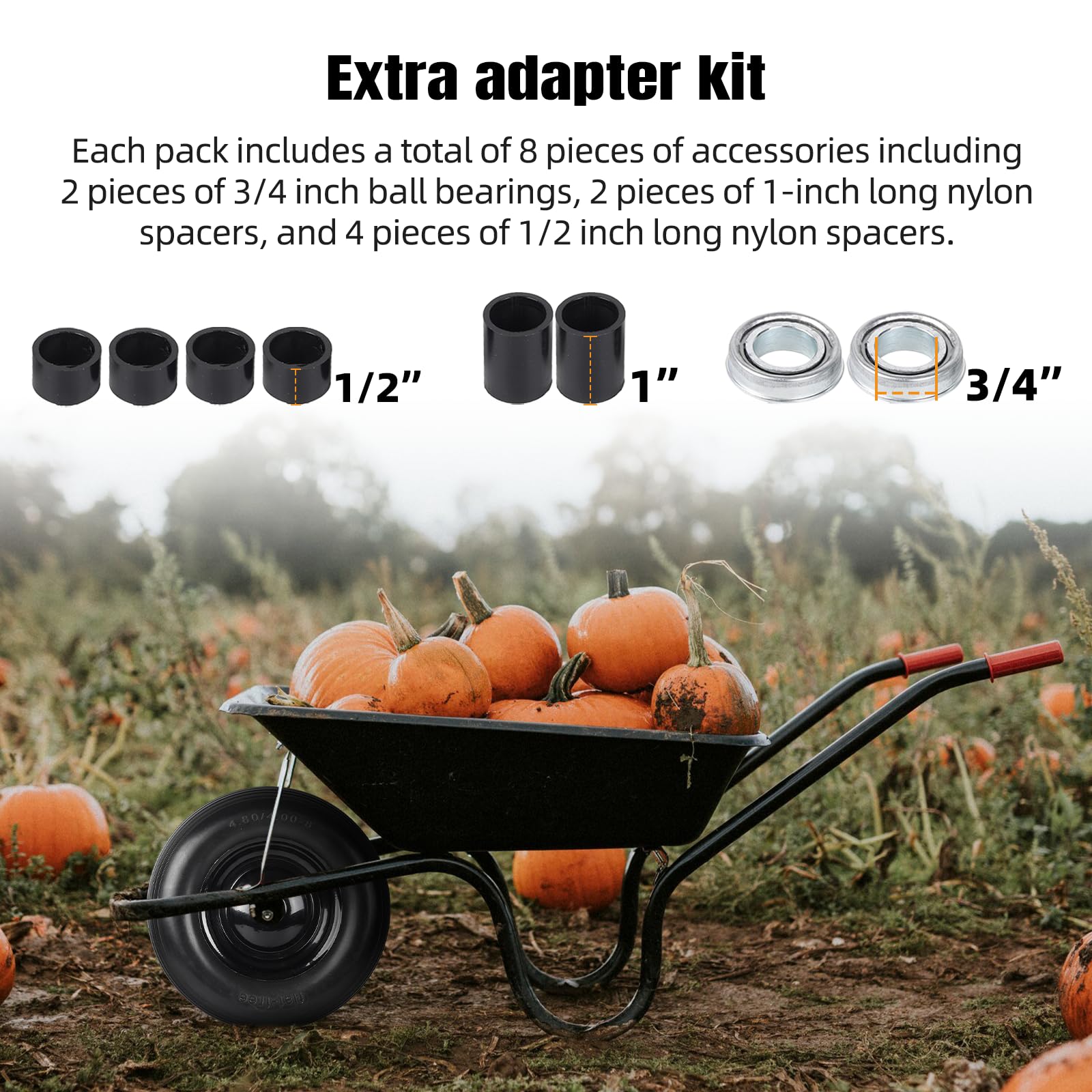 AR-PRO wheel mounted on wheelbarrow in garden providing flat-free work convenience
