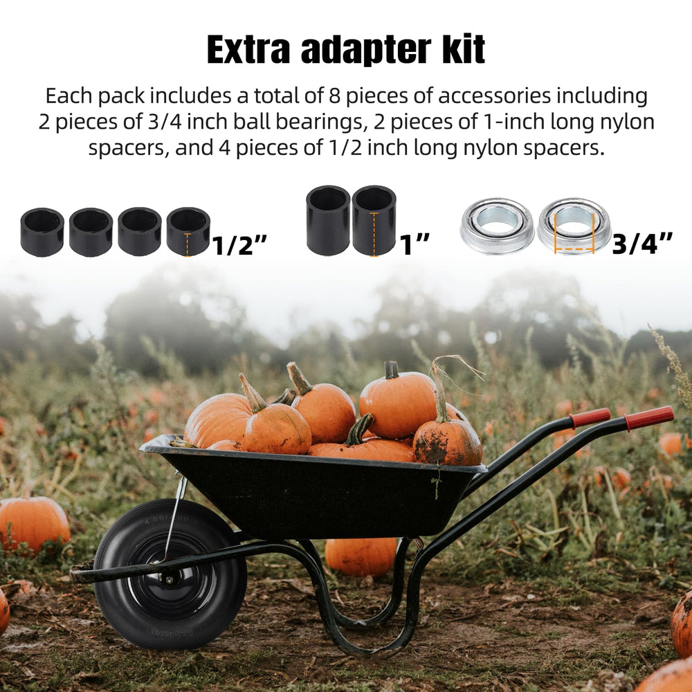 AR-PRO wheel mounted on wheelbarrow in garden providing flat-free work convenience