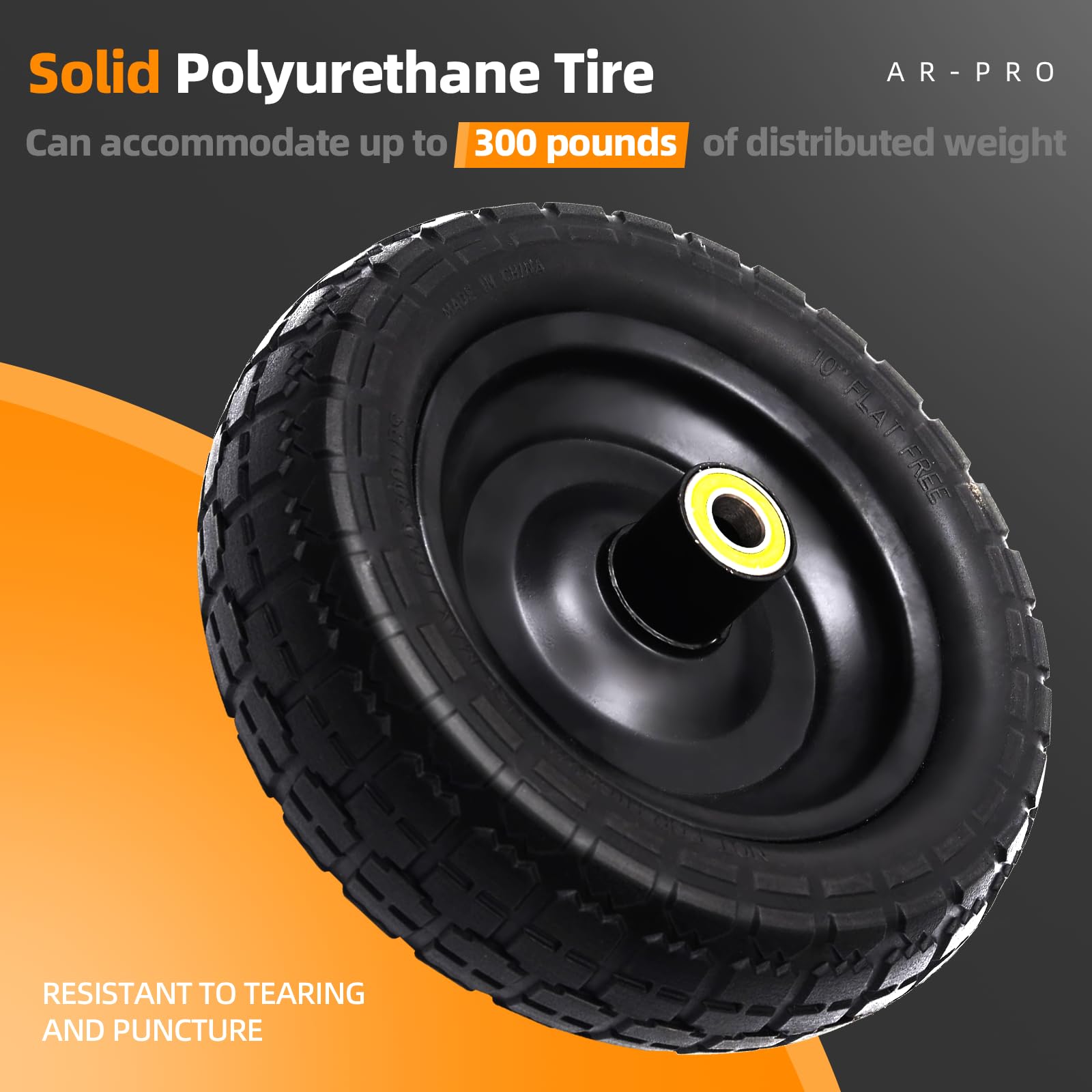 AR-PRO wheel mounted on garden cart demonstrating smoother hauling performance