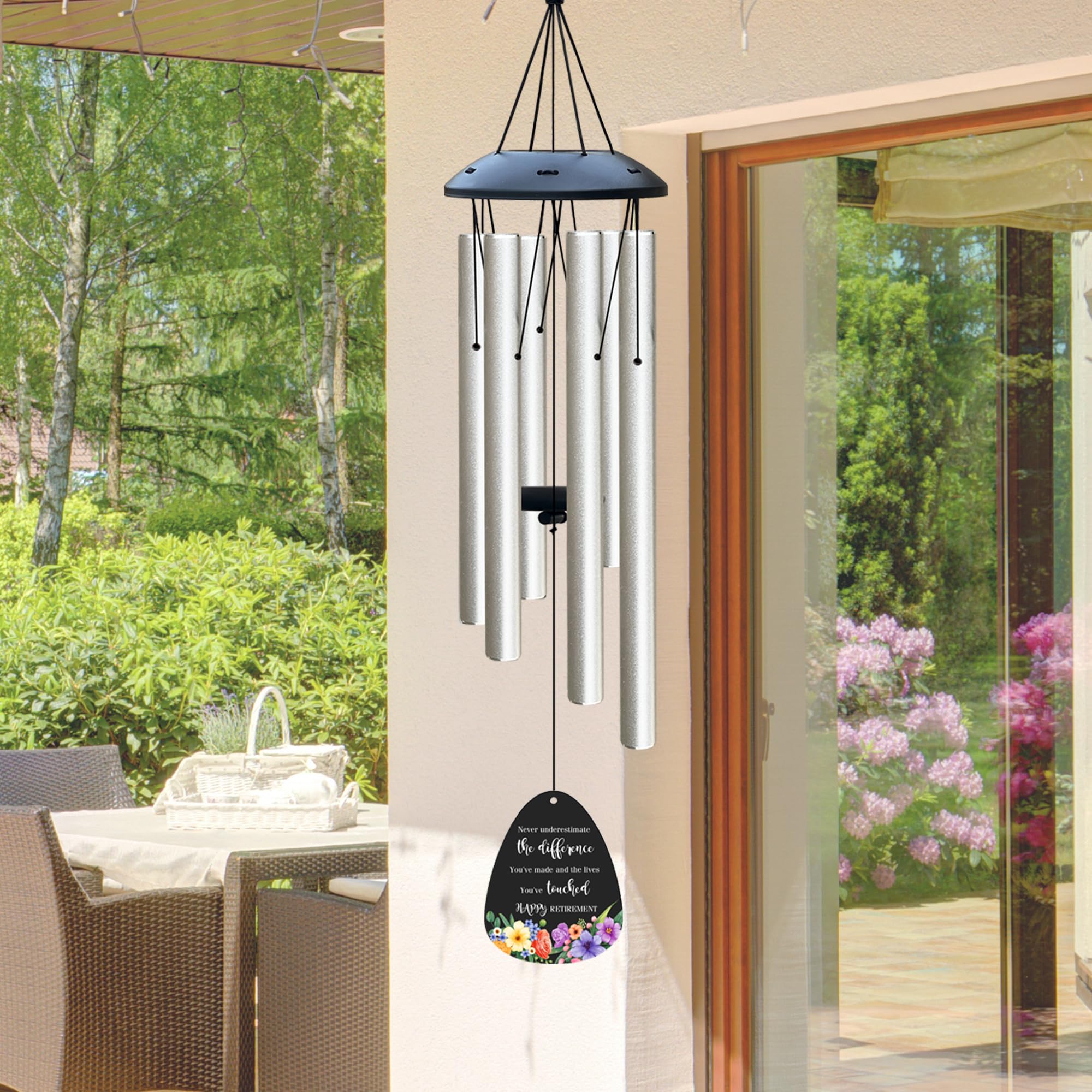 ARARTKEL wind chime beside ruler for scale showing 32-inch size benefit