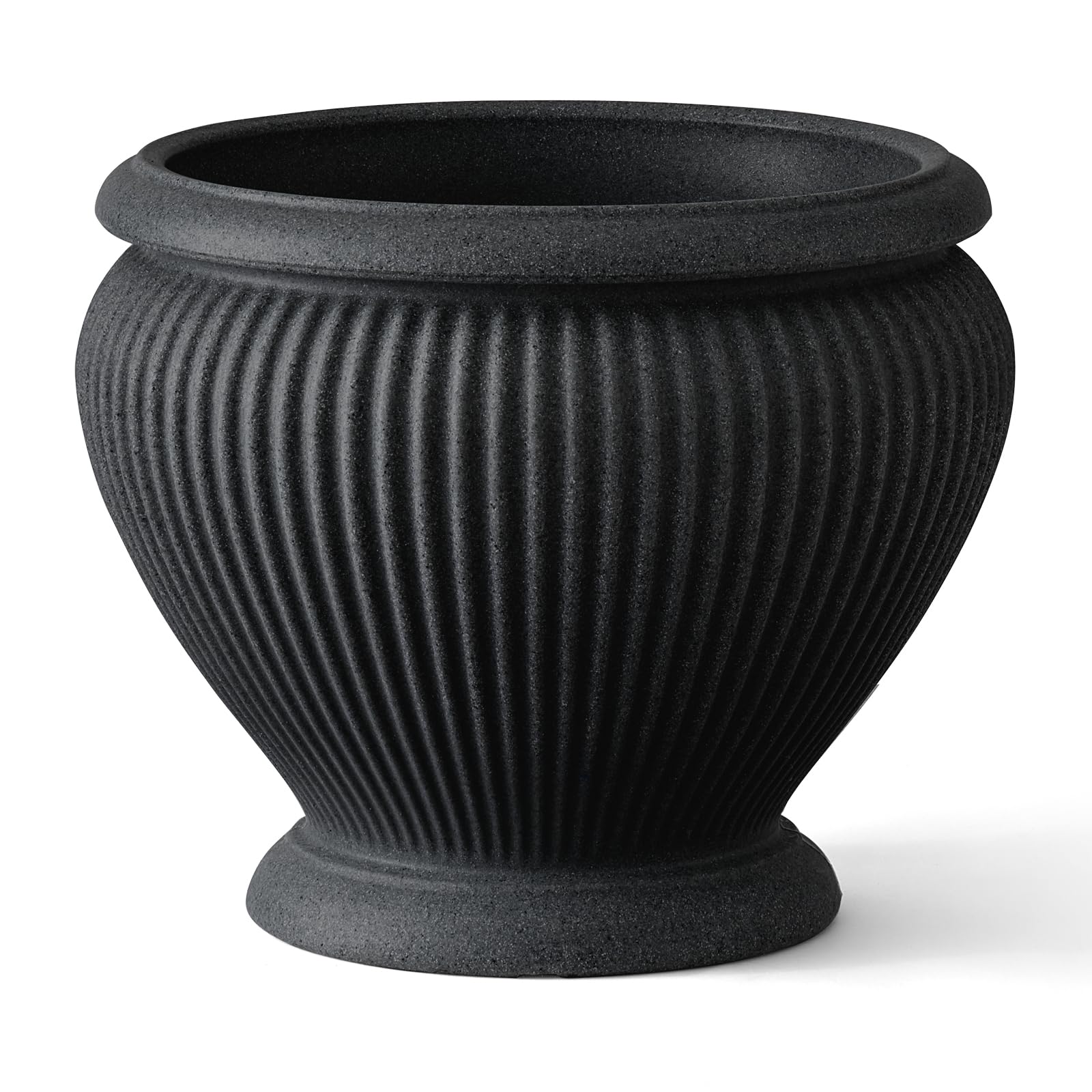 ARBORA front view of Cannes Urn planter showing elegant black finish and curb appeal
