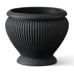 ARBORA front view of Cannes Urn planter showing elegant black finish and curb appeal