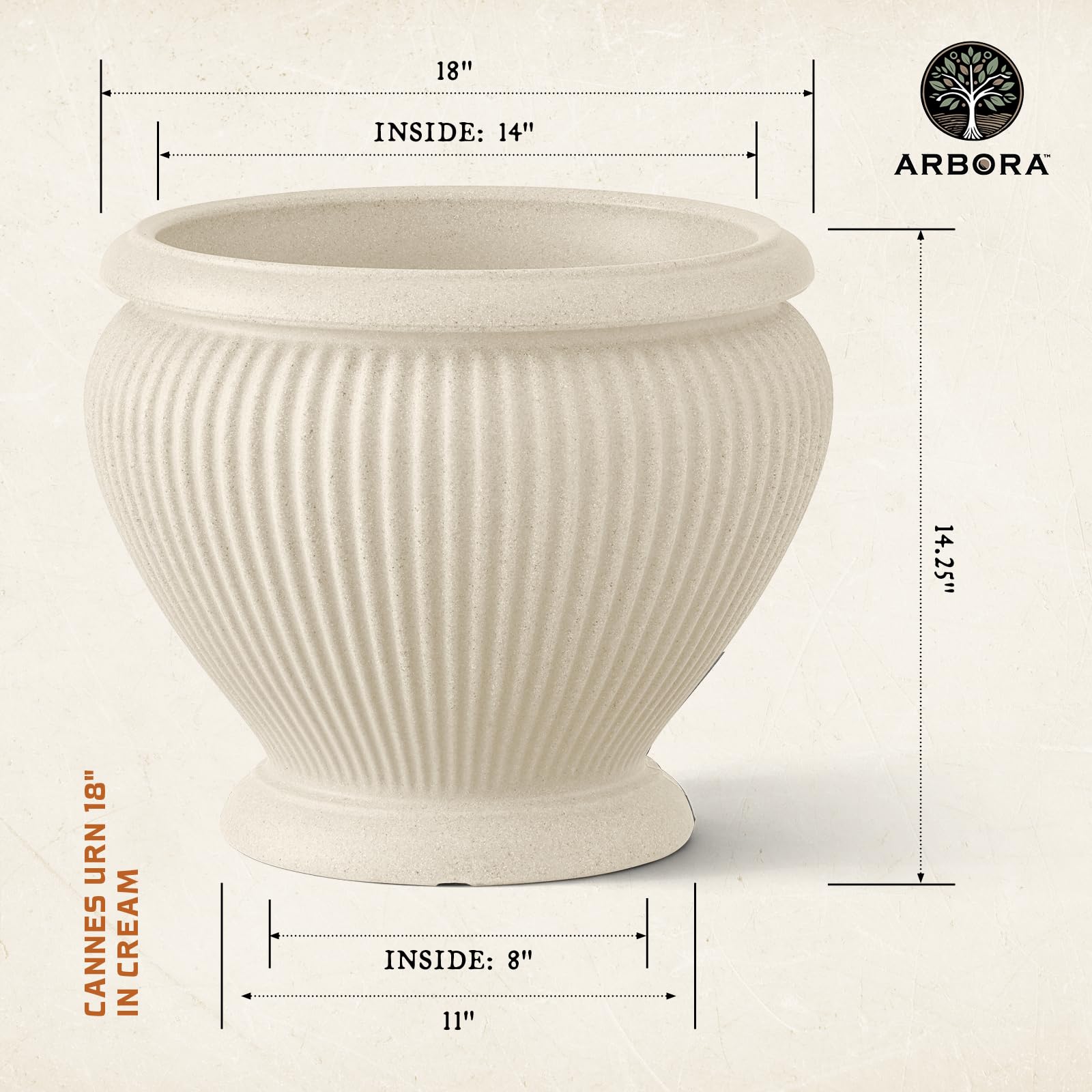 ARBORA side profile of Cannes Urn highlighting balanced pedestal silhouette and stability