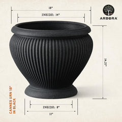ARBORA side profile of Cannes Urn highlighting pedestal shape and stable base