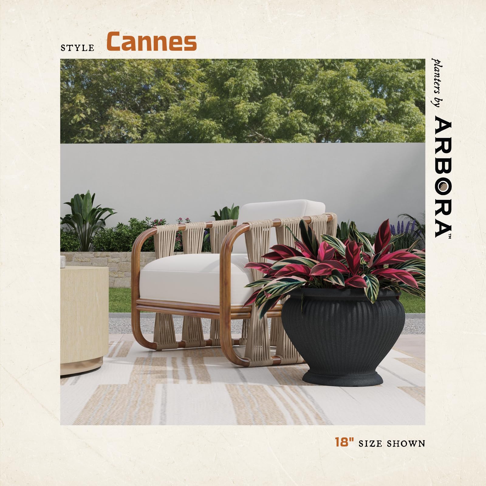 ARBORA top view of Cannes Urn mouth showing wide rim for easy planting