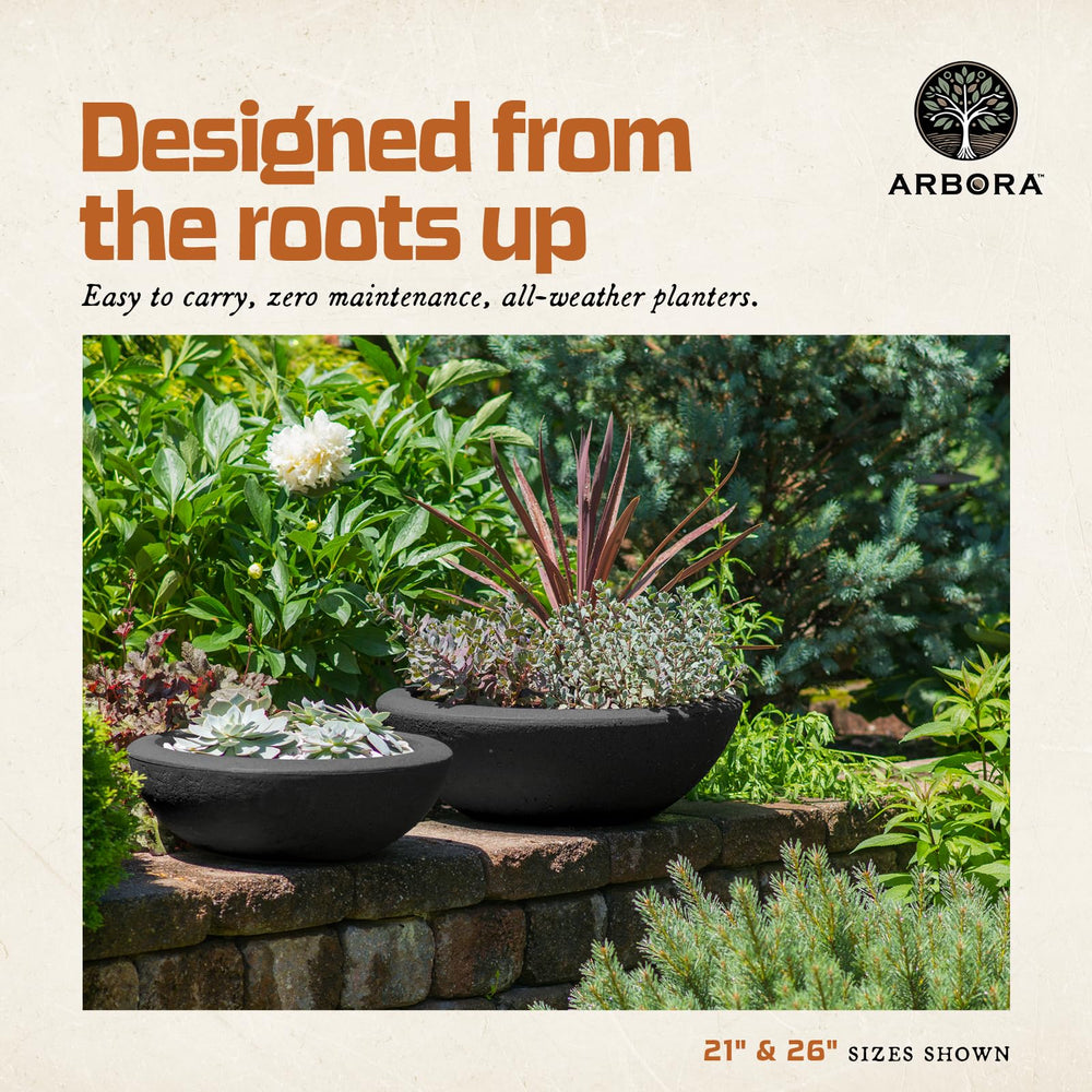 Person lifting ARBORA Santorini Bowl to show lightweight easy-move benefit