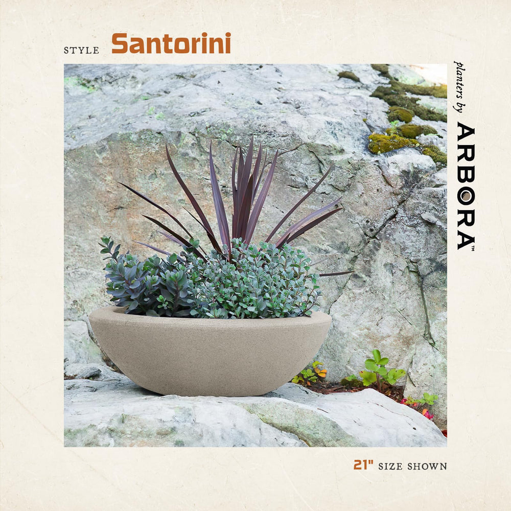 ARBORA Santorini Bowl side profile demonstrating shallow wide shape and planting space
