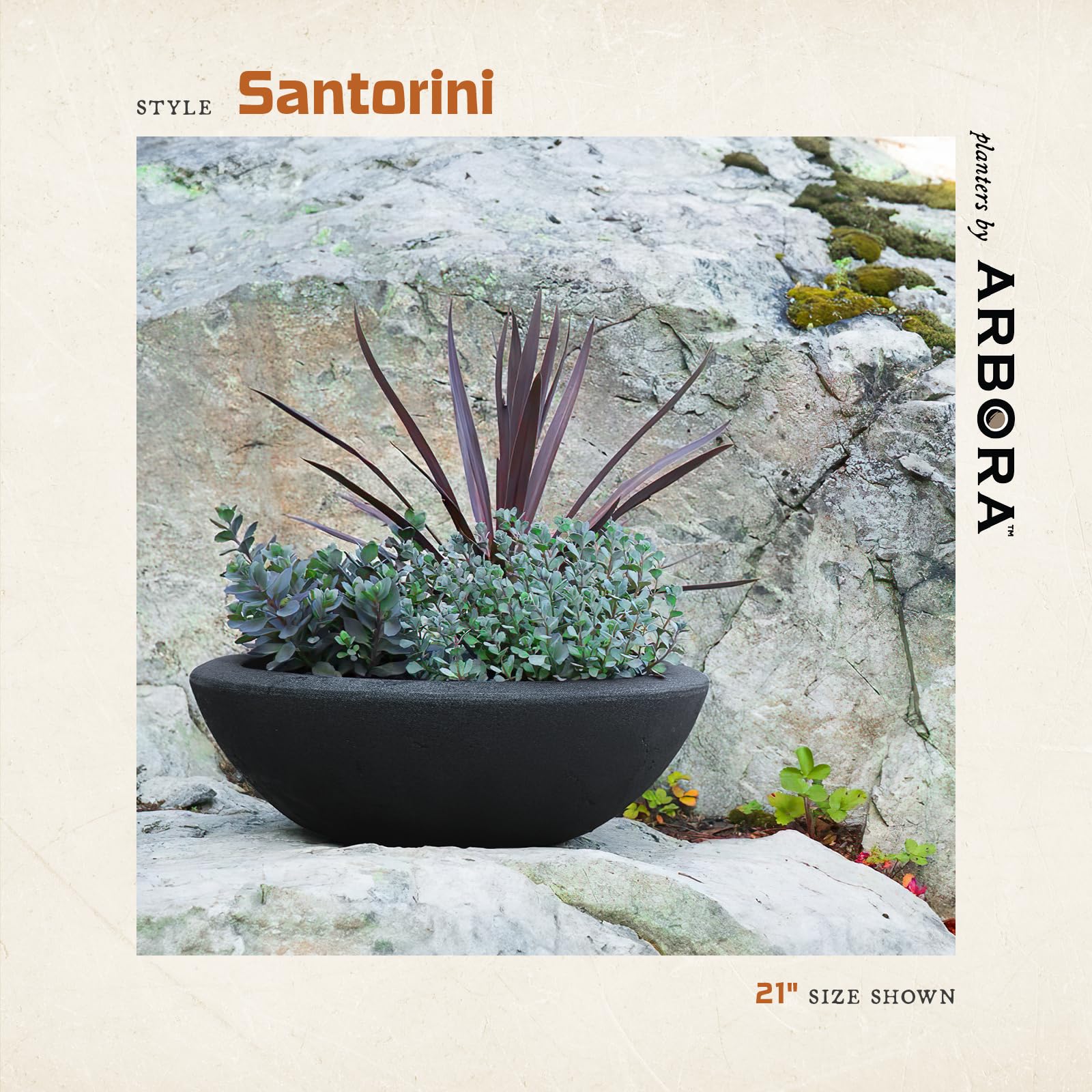 ARBORA Santorini Bowl side profile displaying shallow wide design and stability