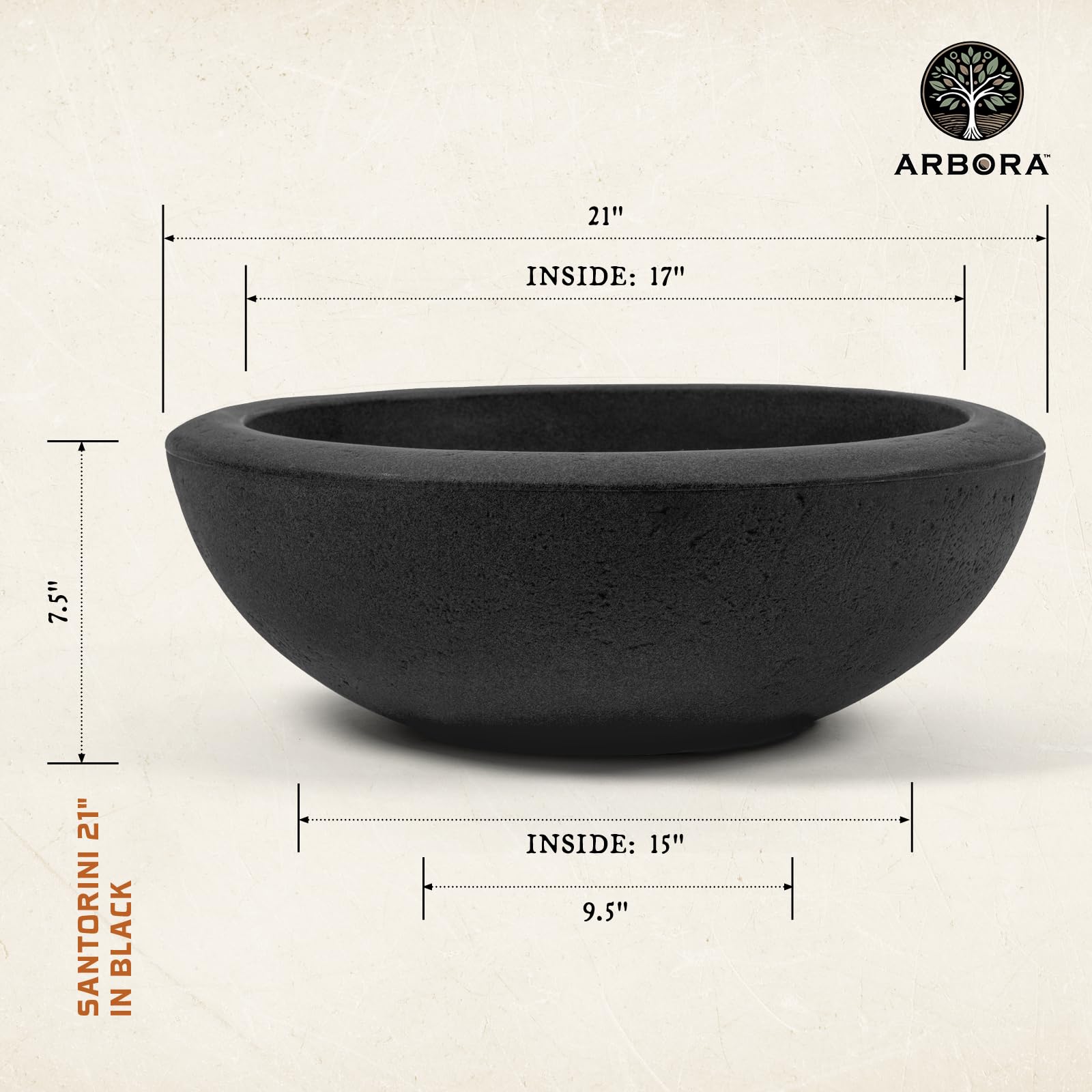 ARBORA Santorini Bowl textured surface close-up highlighting stone-like look
