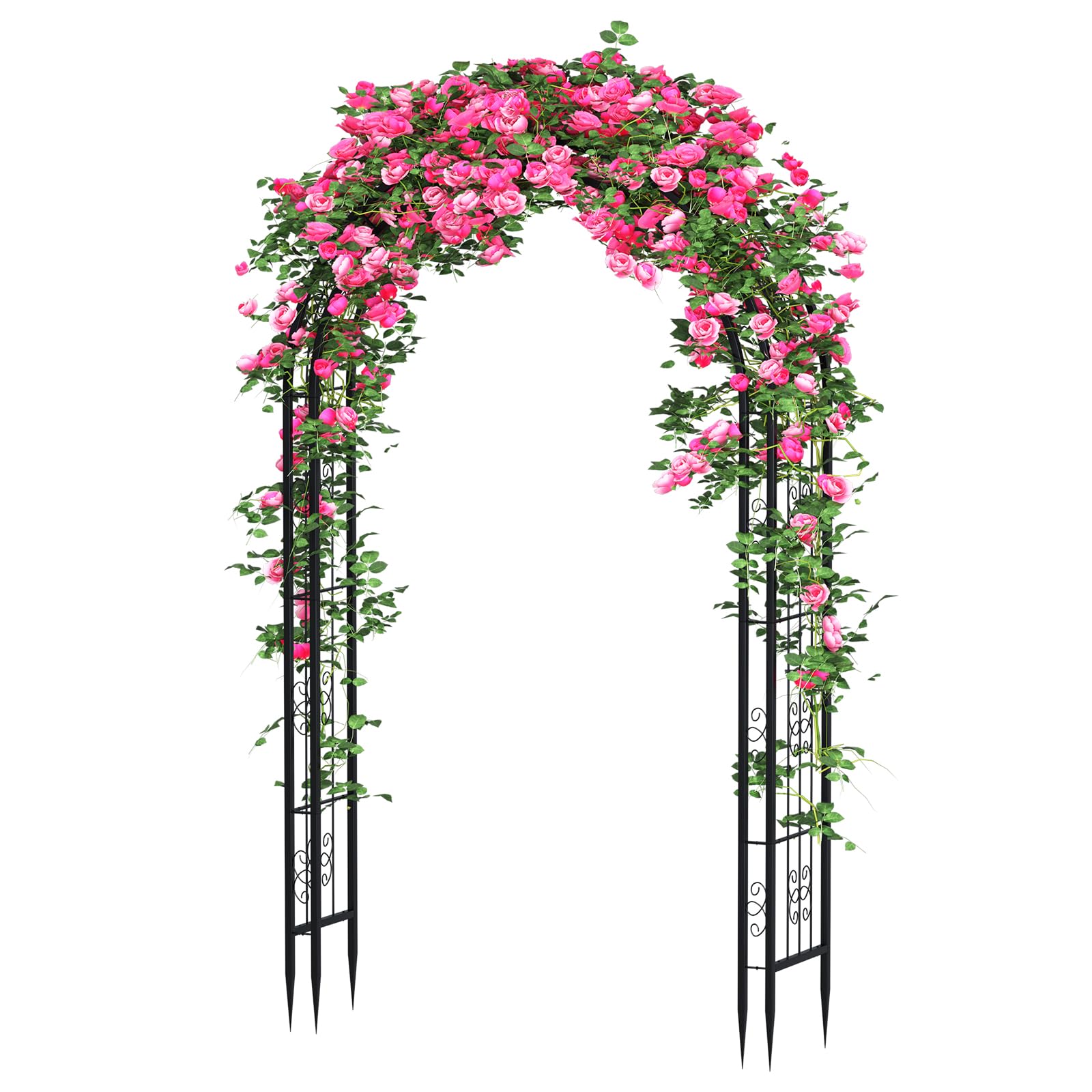 Arbuxzuy front view metal garden arch showing elegant entrance benefit