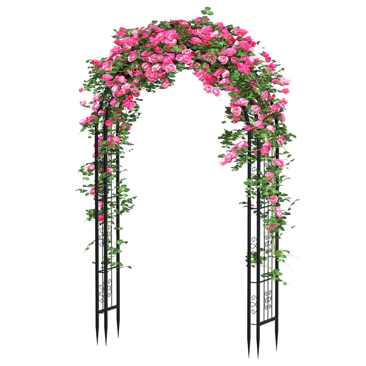 Arbuxzuy front view metal garden arch showing elegant entrance benefit