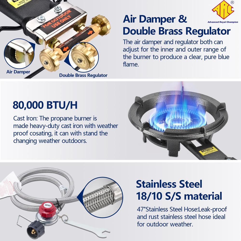 ARC Advanced Royal Champion brass double valve and CSA regulator for precise flame control