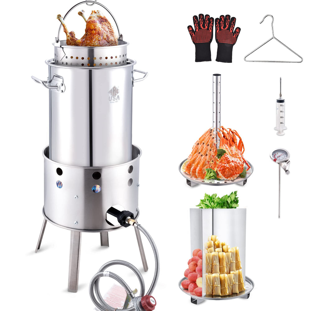 ARC pot front view showing stainless steel construction and capacity benefit