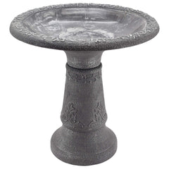 Arcadia Garden Products front view of the antique black bird bath showing shape and finish
