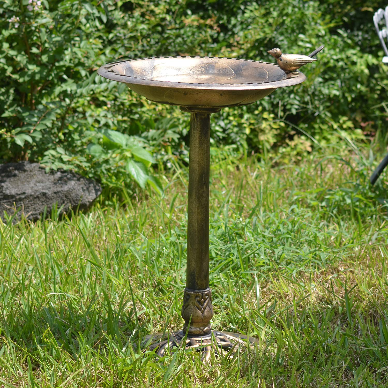 Arcadia bird bath size comparison with hand demonstrating lightweight portability