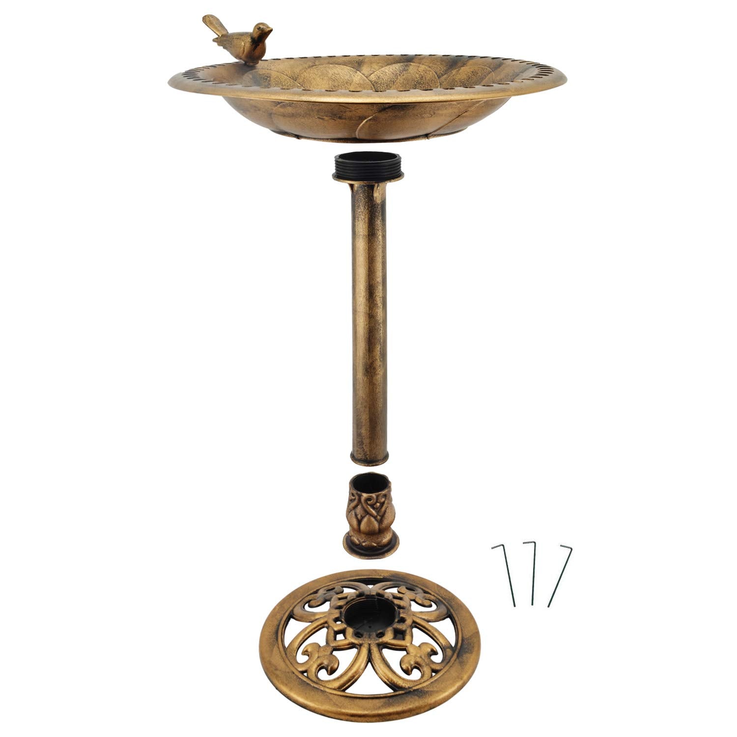 Arcadia bird bath finish detail showing weather-resistant bronze texture