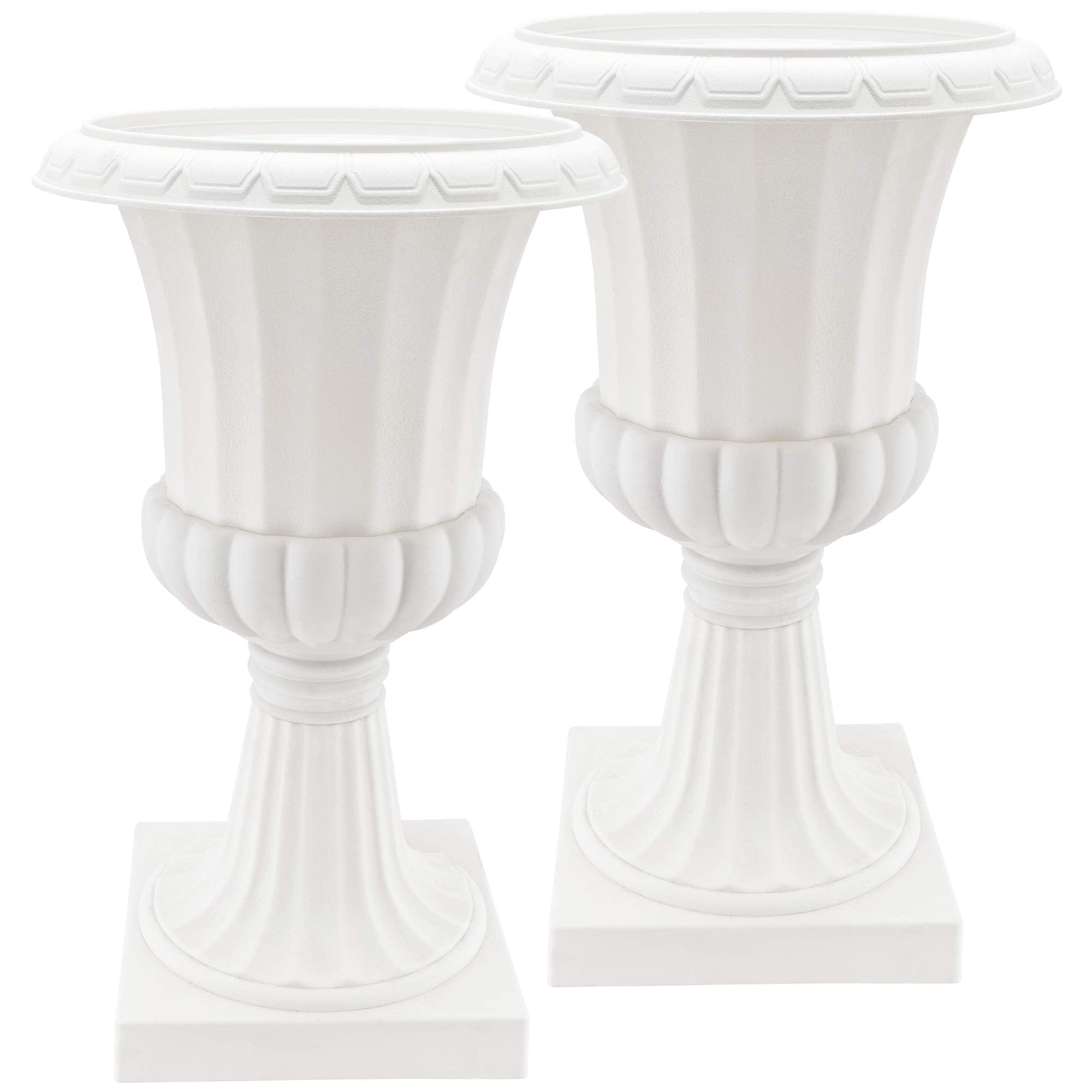 Arcadia Garden Products front view showing classic white urn and instant curb appeal