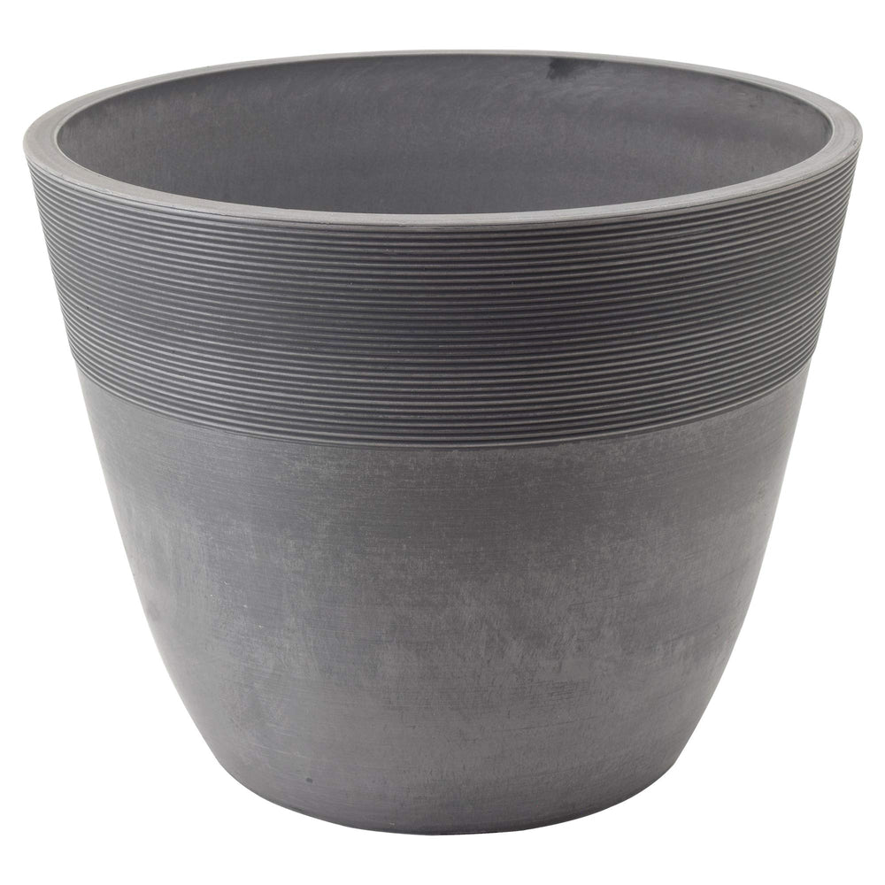 Arcadia Garden Products front view of etched pot showing elegant shape and curb appeal