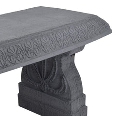 Arcadia bench close-up of floral engraving showing decorative detail