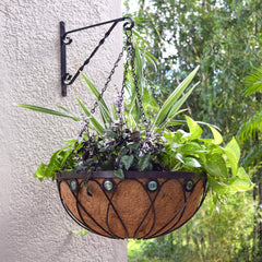 Arcadia Garden Products hanging planter in use on porch with flowers, enhances outdoor style and space