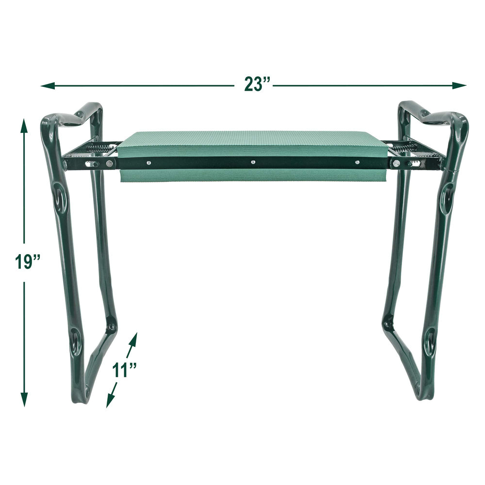 Arcadia Garden Products size comparison with garden tools showing portable convenience