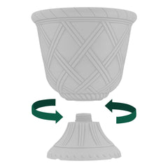 Arcadia Garden Products urn placed on patio with plants, enhancing outdoor decor