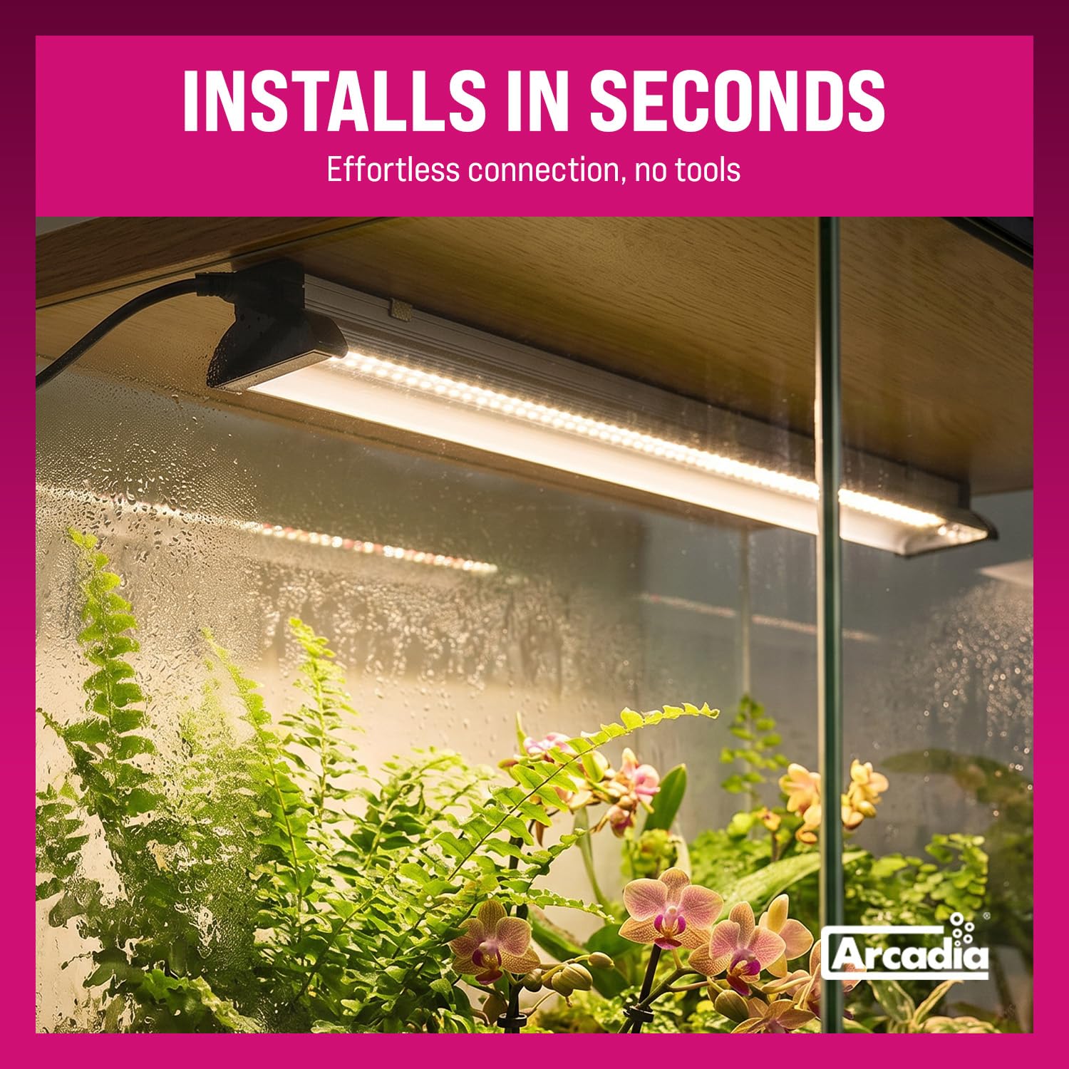 Arcadia Jungle Dawn lighting plant shelf to show vibrant growth and display