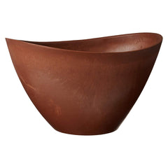 Arcadia Garden Swoop planter front view showing terra cotta finish and curb appeal