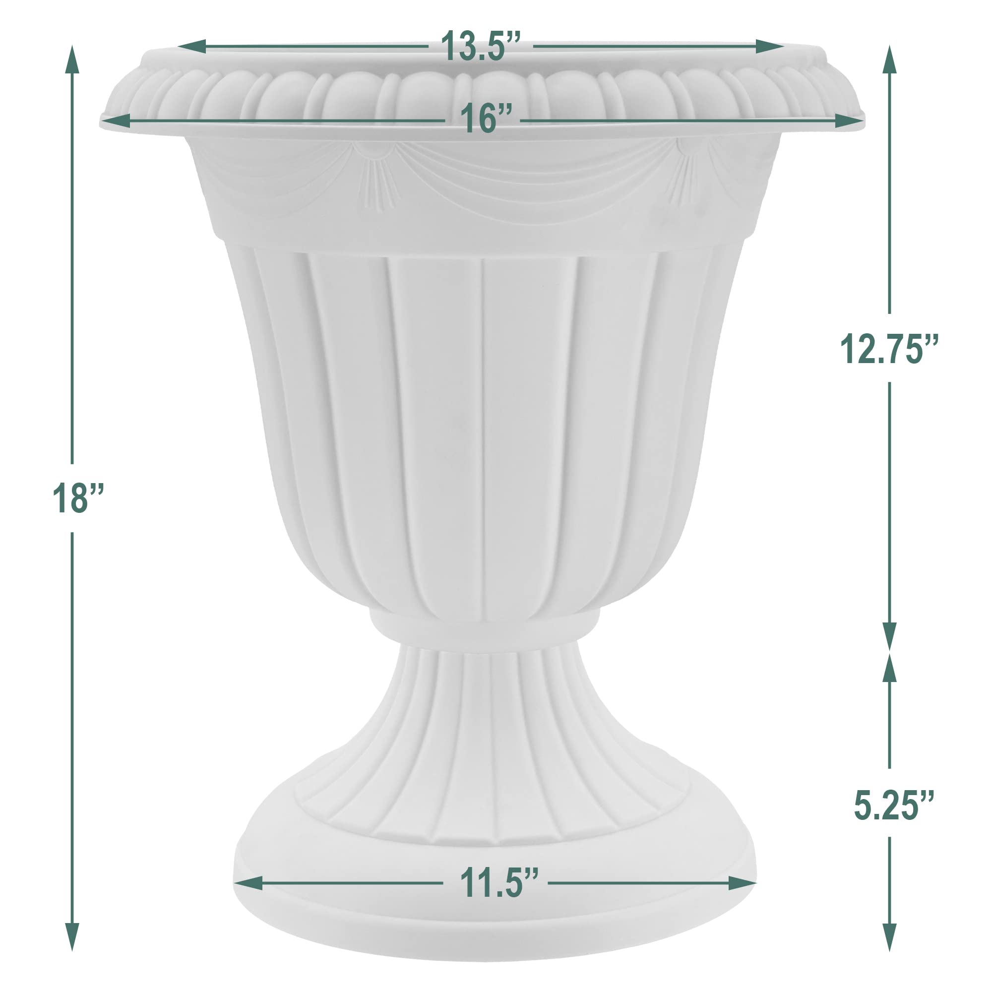 Arcadia Garden Products beside hand for scale to show true planter size