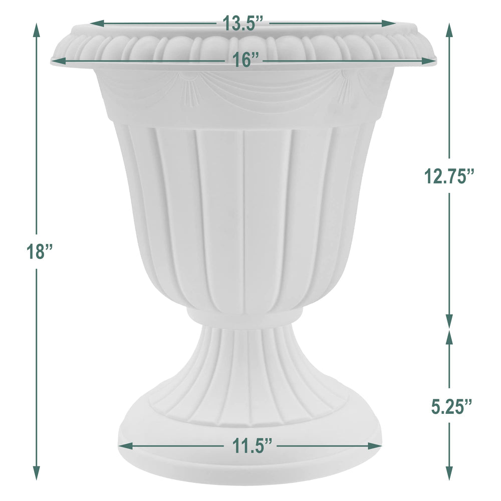 Arcadia Garden Products beside hand for scale to show true planter size