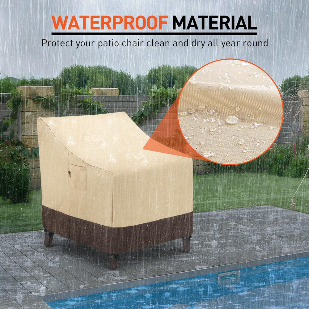 Arcedo covered chair on patio illustrating weather protection in use