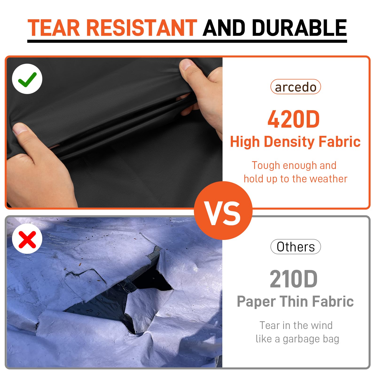 Arcedo compact storage bag holding a folded cover for easy off-season storage