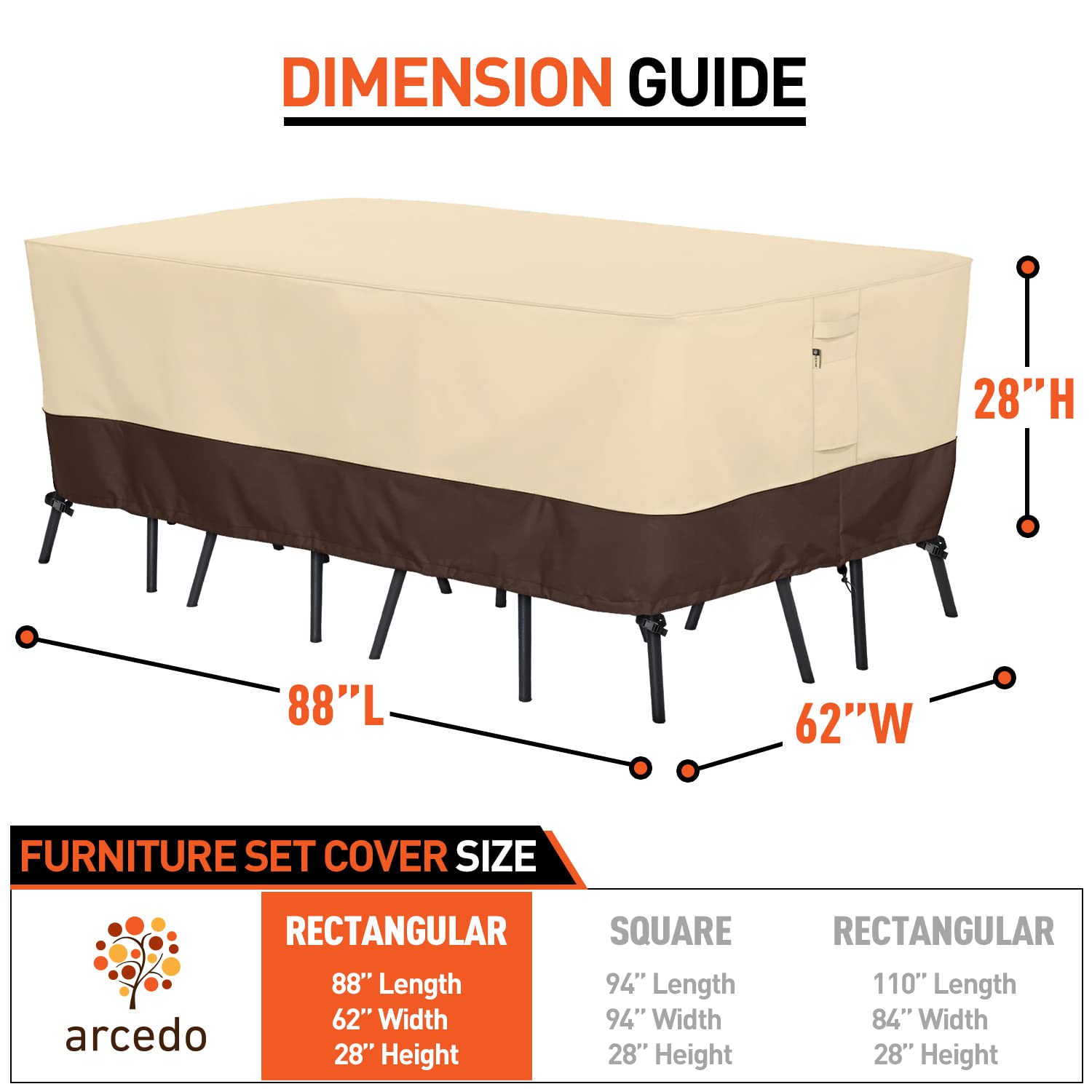 Arcedo covered patio scene in beige and brown blending with outdoor decor