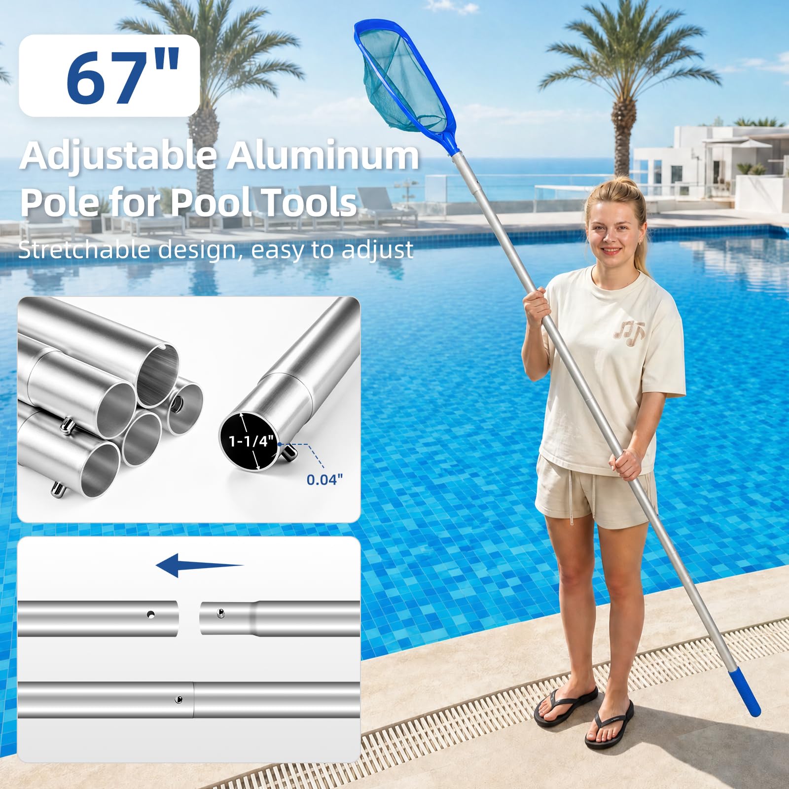 ARCTICSEA brush scrubbing pool steps removing grime from corners and crevices